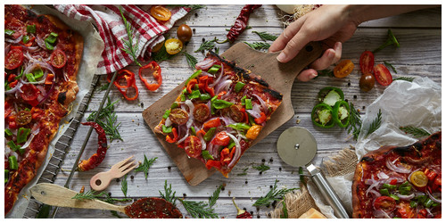Pizza vegetal - Fotografía y estilismo Fotografía y estilismo gastronómico para libro de recetas.